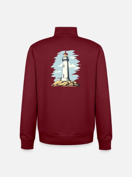 Leuchtturm am Felsen Küstenmotiv - Unisex Organic Zip Sweatshirt von Stanley/Stella - Burgunderrot