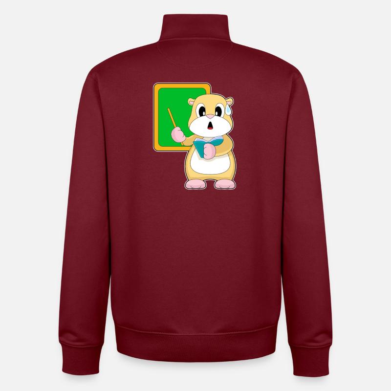 Hamster Lehrer Schultafel Schule - Unisex Organic Zip Sweatshirt von Stanley/Stella - Burgunderrot