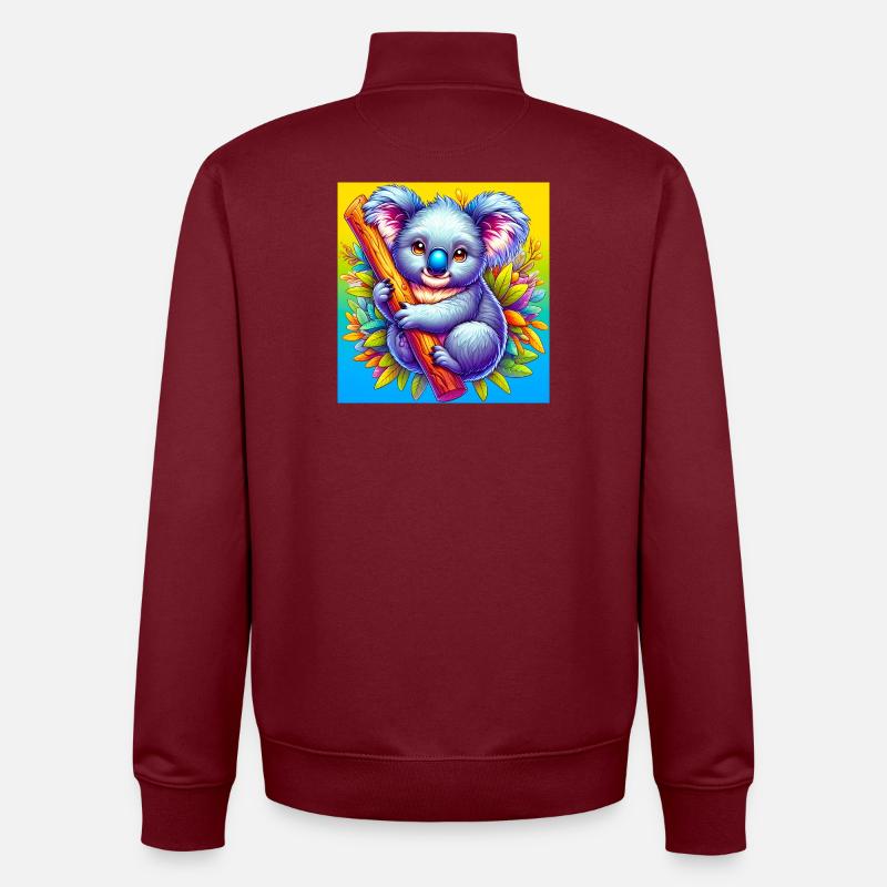 Koala - Unisex Organic Zip Sweatshirt by Stanley/Stella - burgundy