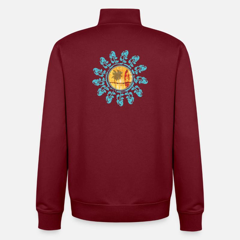 Beach and sunset in boho style - Unisex Organic Zip Sweatshirt by Stanley/Stella - burgundy