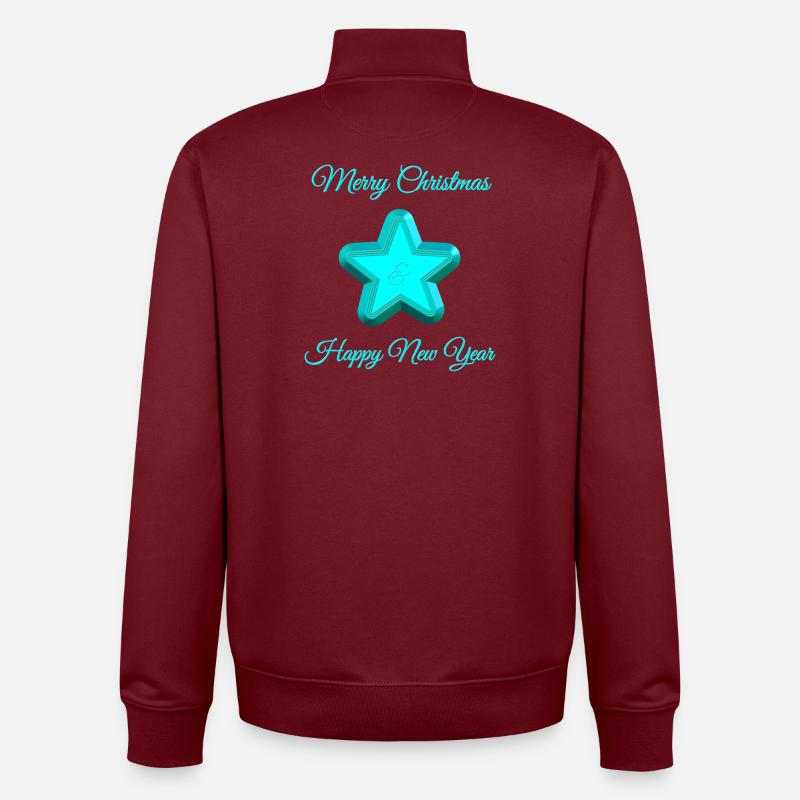 Leuchtender Stern mit Weihnachtsgruß - Unisex Organic Zip Sweatshirt von Stanley/Stella - Burgunderrot