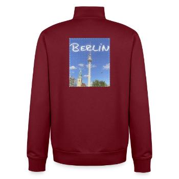 Berlin Fernsehturm Neon Design - Unisex Organic Zip Sweatshirt von Stanley/Stella - Burgunderrot - Hinten - AI Model Male 185 dark (185cm)