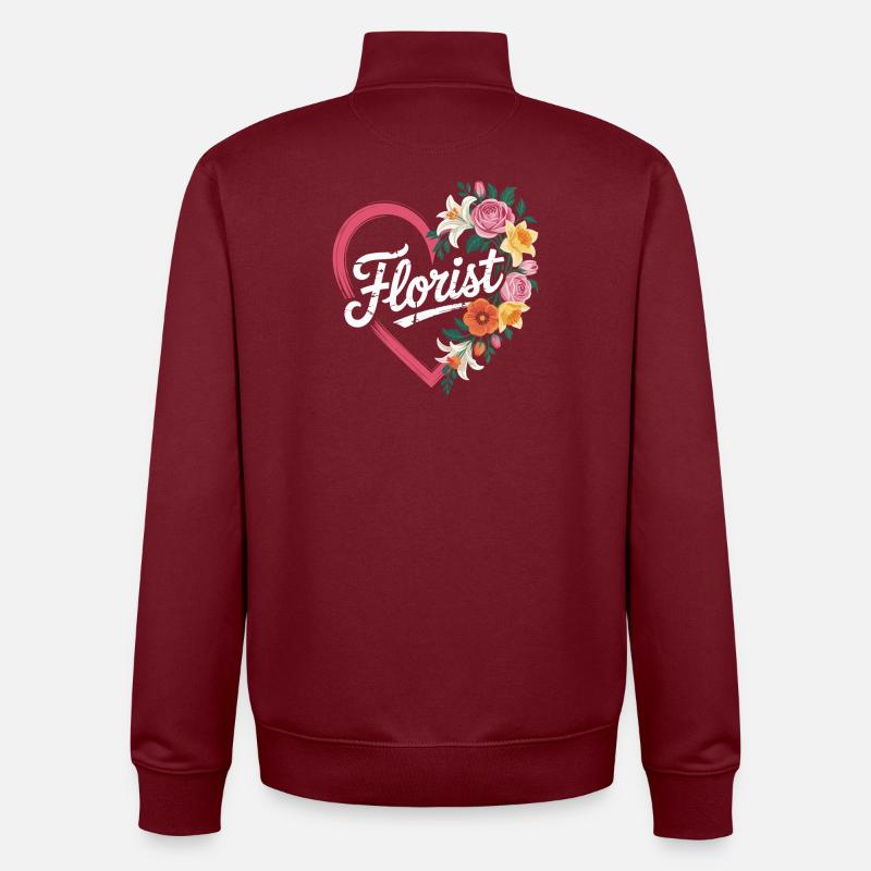 fleuriste - Sweat zippé unisexe en coton bio Stanley/Stella - bordeaux
