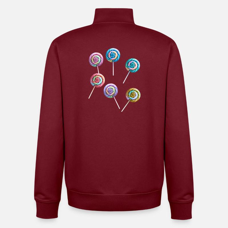 Retro Lollipop Lollipops Candy 60s - Unisex Organic Zip Sweatshirt by Stanley/Stella - burgundy