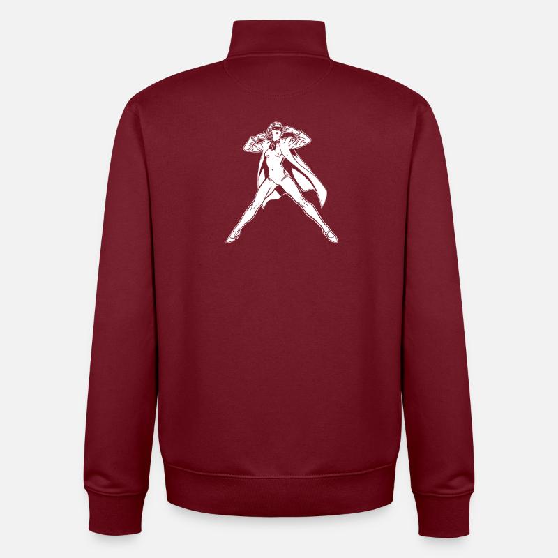 Illustration de super-héros futuriste - Sweat zippé unisexe en coton bio Stanley/Stella - bordeaux