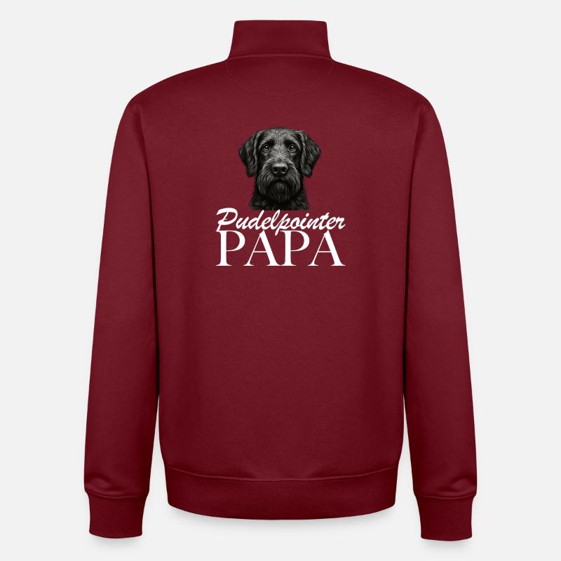 Papa caniche pointer - Sweat zippé unisexe en coton bio Stanley/Stella - bordeaux