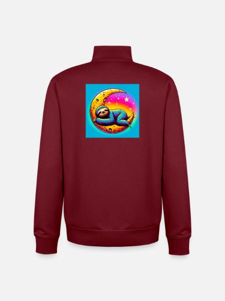 Sloth sleeps on the Moon - Unisex Organic Zip Sweatshirt by Stanley/Stella - burgundy