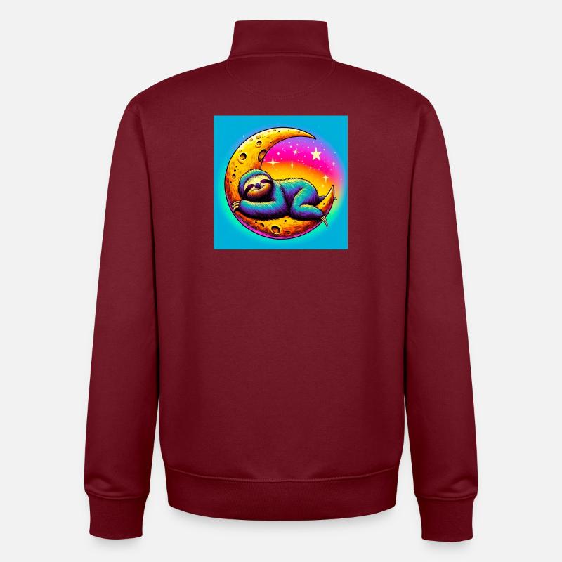 Faultier schläft auf dem Mond - Unisex Organic Zip Sweatshirt von Stanley/Stella - Burgunderrot