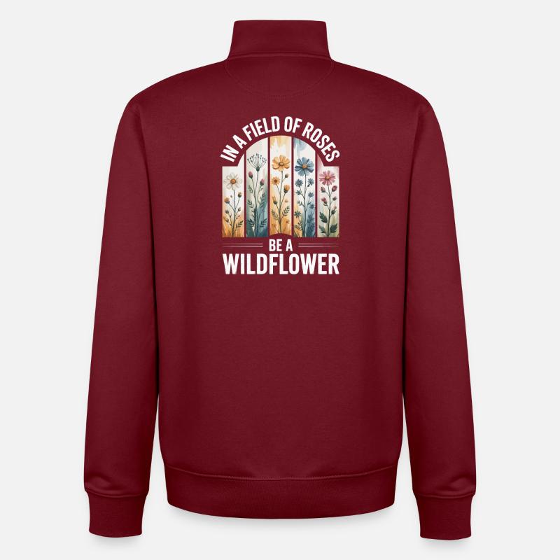Fleurs sauvages dans le champ - Sweat zippé unisexe en coton bio Stanley/Stella - bordeaux