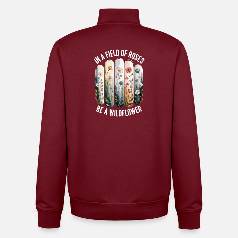 Wildblumenmuster Blumen - Unisex Organic Zip Sweatshirt von Stanley/Stella - Burgunderrot