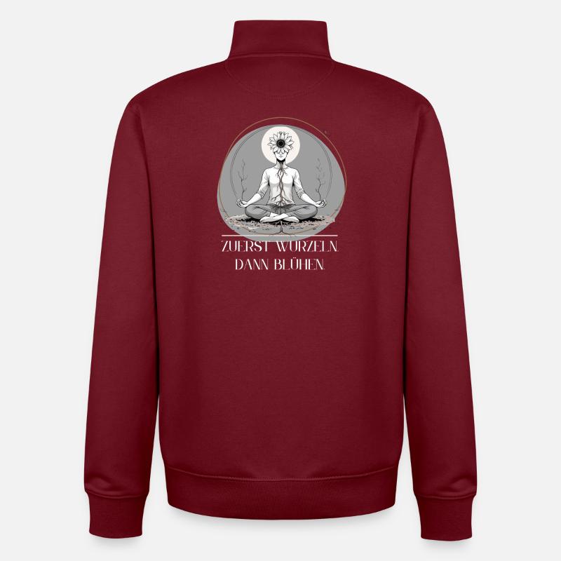 Meditative Blossom Design - Rooted - Unisex Organic Zip Sweatshirt by Stanley/Stella - burgundy