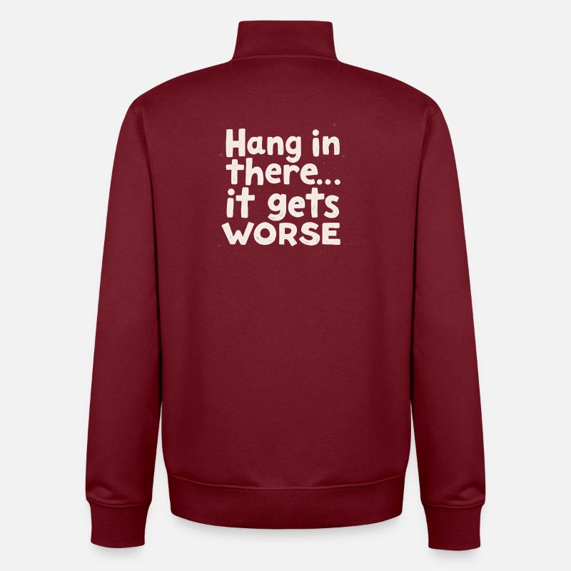 Restez à l’écoute, ça empire - Sweat zippé unisexe en coton bio Stanley/Stella - bordeaux