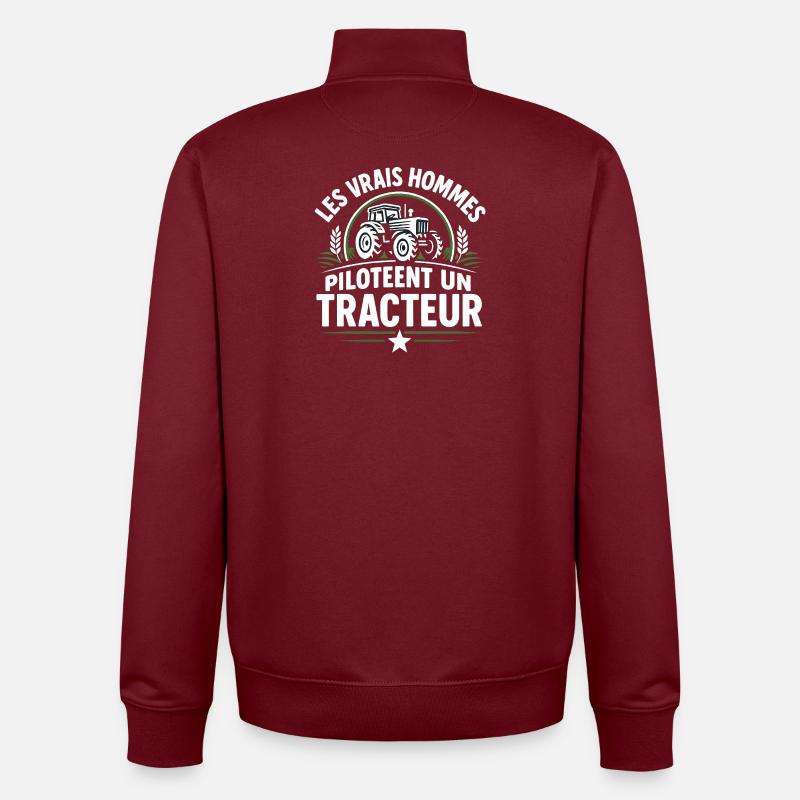 Echte Männer fahren einen Traktor - Unisex Organic Zip Sweatshirt von Stanley/Stella - Burgunderrot