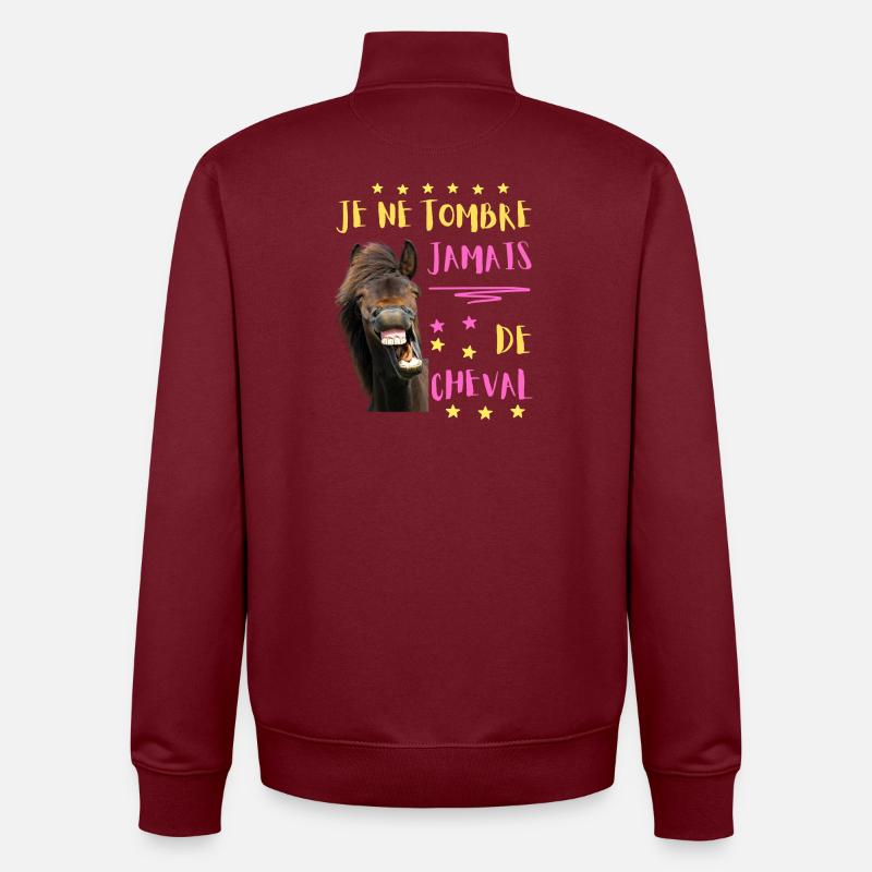 JE NE TOMBE JAMAIS DE CHEVAL - Sweat zippé unisexe en coton bio Stanley/Stella - bordeaux