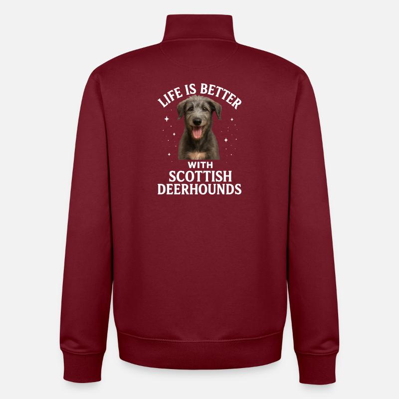 Lévrier écossais - Sweat zippé unisexe en coton bio Stanley/Stella - bordeaux
