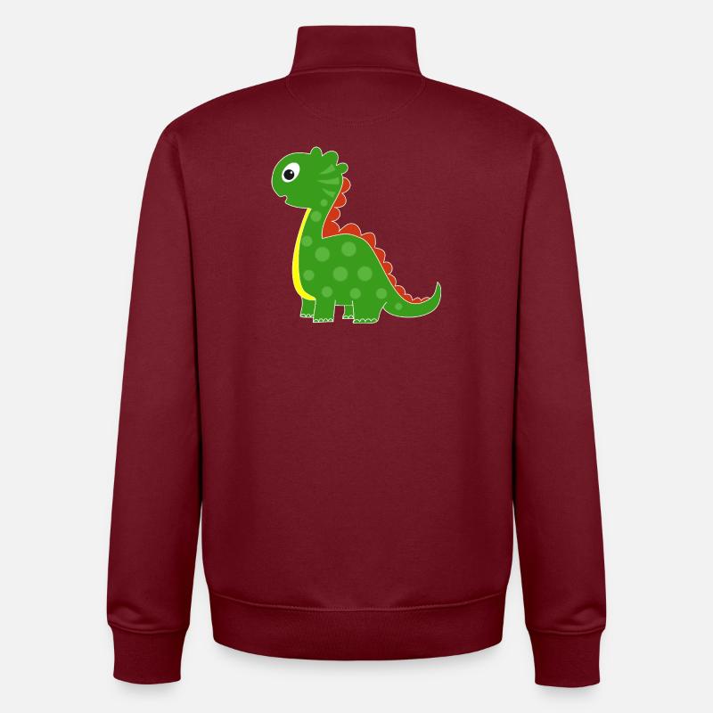 Green dino with bright dots - Unisex Organic Zip Sweatshirt by Stanley/Stella - burgundy