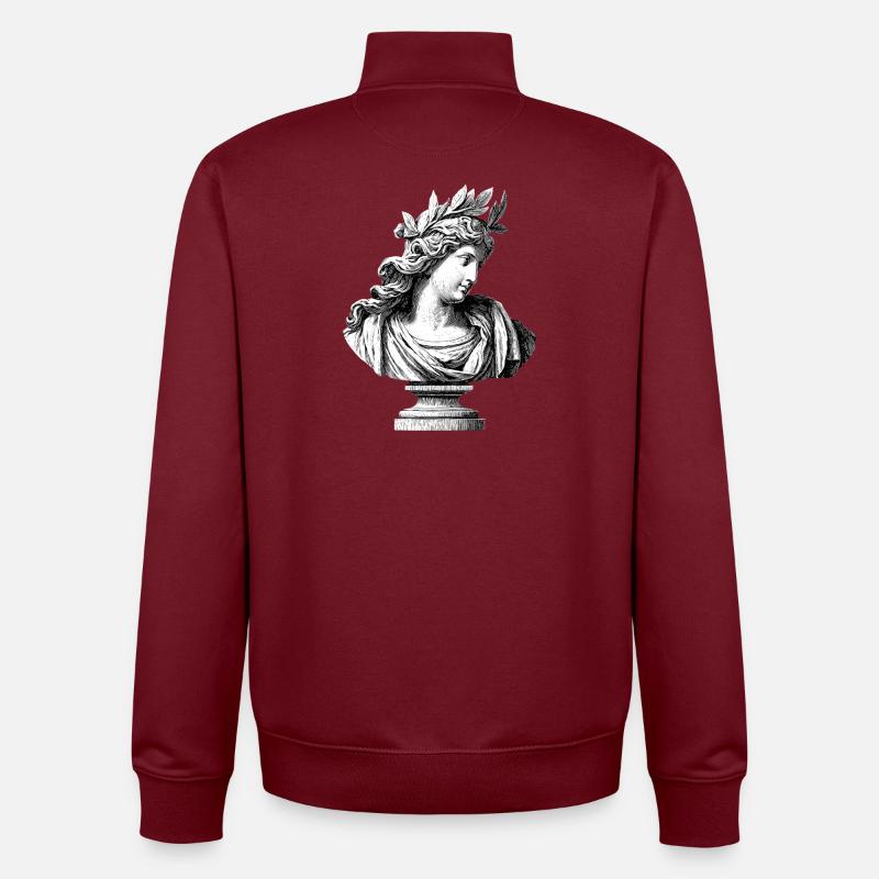 Ancient Goddess Bust – Classic Engraving - Unisex Organic Zip Sweatshirt by Stanley/Stella - burgundy