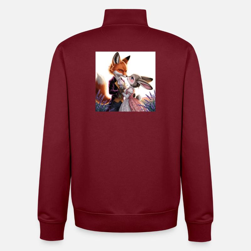 Fabulous wedding: fox and hare - Unisex Organic Zip Sweatshirt by Stanley/Stella - burgundy