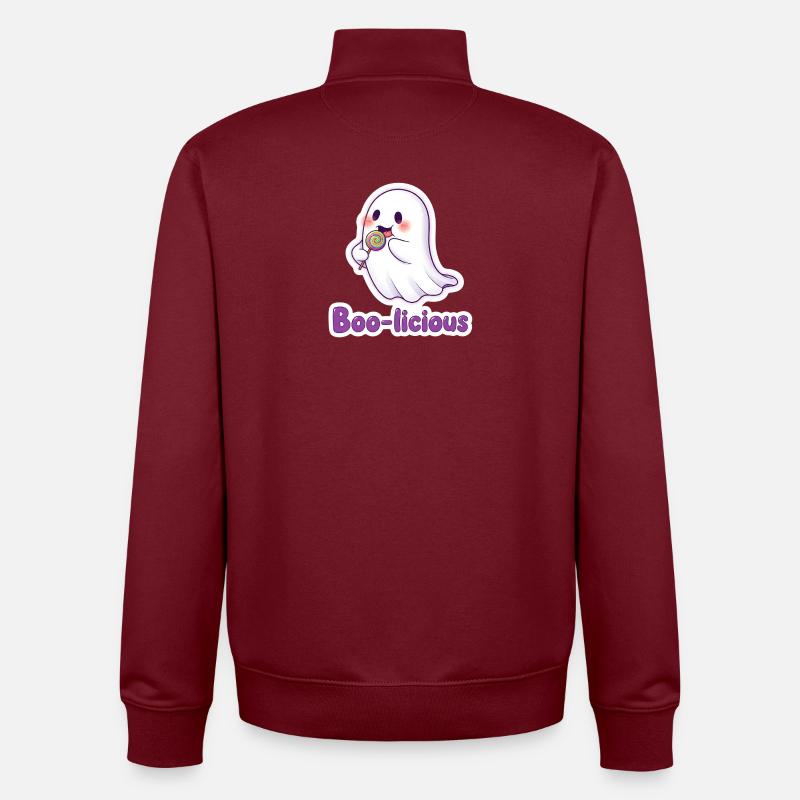 Boolicious Sweet Ghost - Unisex Organic Zip Sweatshirt by Stanley/Stella - burgundy
