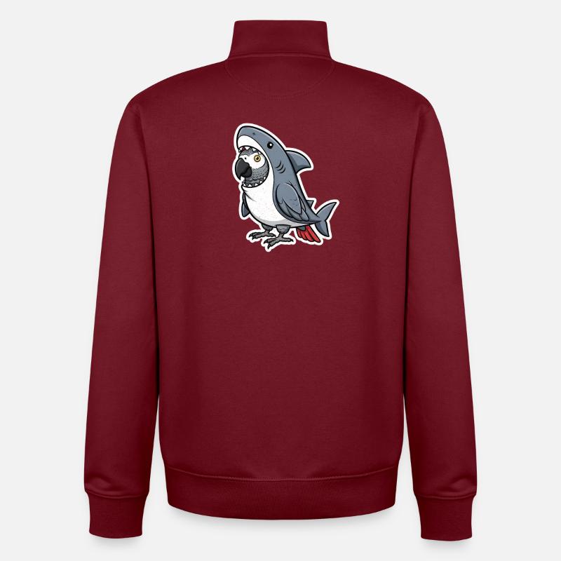 Requin gris perroquet dessin animé - Sweat zippé unisexe en coton bio Stanley/Stella - bordeaux