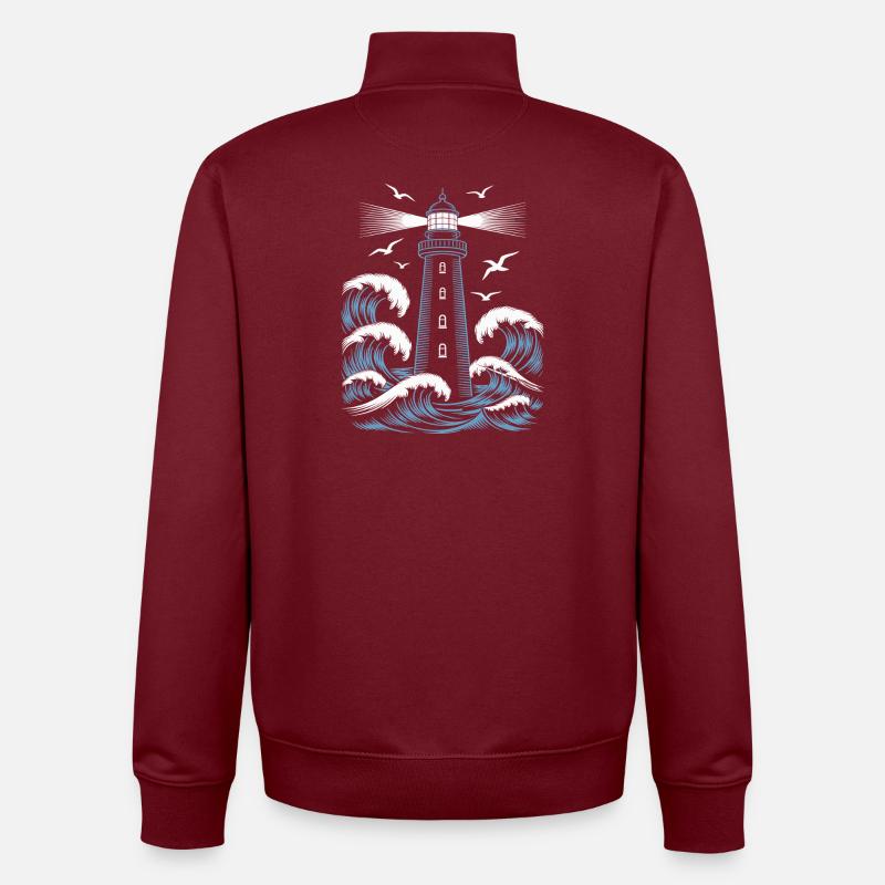 Leuchtturm - Unisex Organic Zip Sweatshirt von Stanley/Stella - Burgunderrot