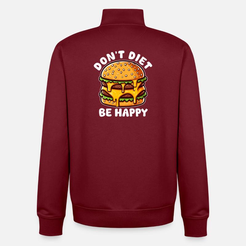 Lachender schmelzender Burger - Unisex Organic Zip Sweatshirt von Stanley/Stella - Burgunderrot