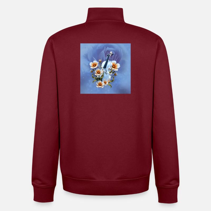 Violon Celeste à fleurs - Sweat zippé unisexe en coton bio Stanley/Stella - bordeaux