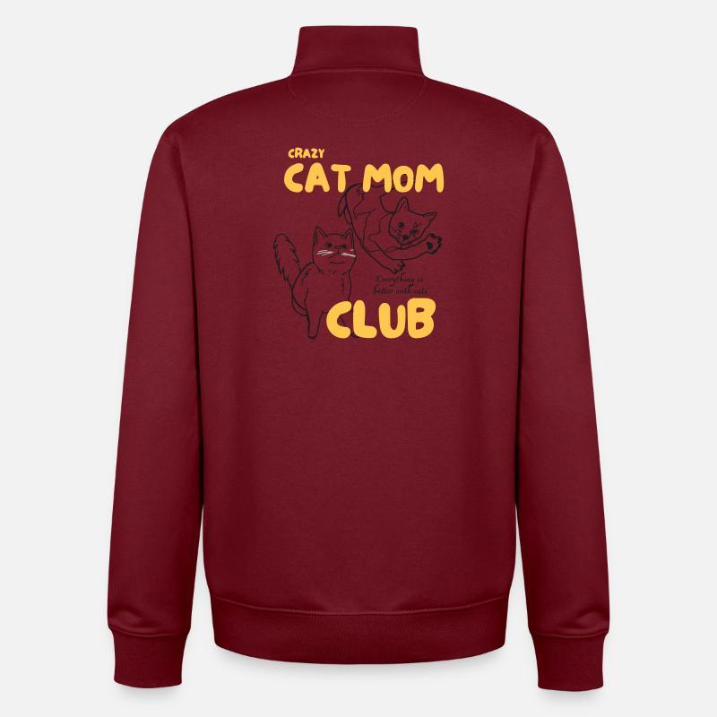 Club de mamans folles de chats - Sweat zippé unisexe en coton bio Stanley/Stella - bordeaux