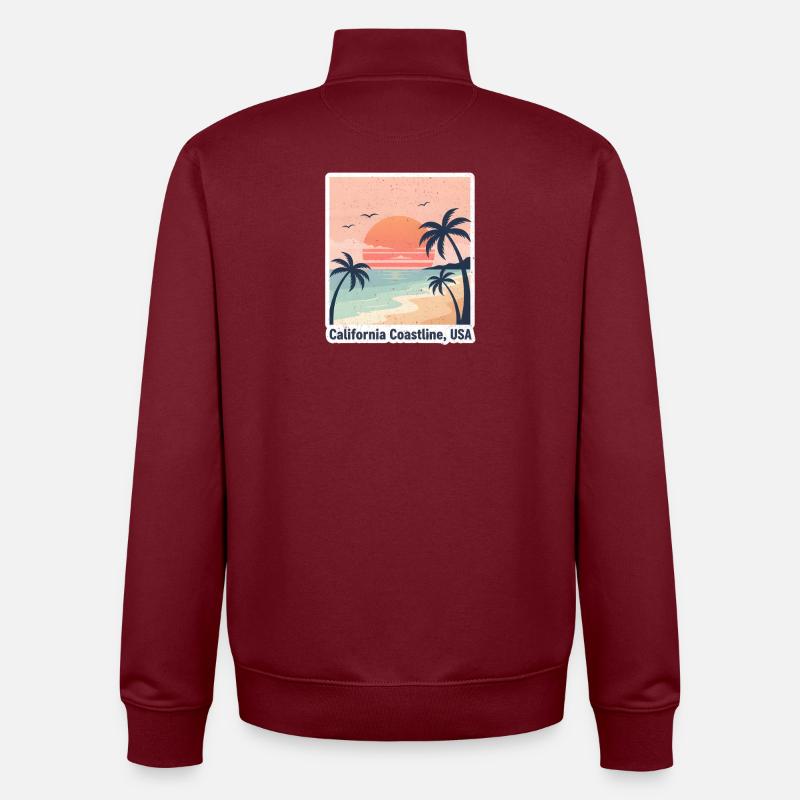 Soleil côtier de Californie - Sweat zippé unisexe en coton bio Stanley/Stella - bordeaux