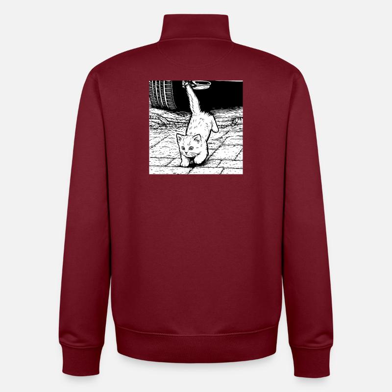 Katzenpfoten Blick unter Auto - Unisex Organic Zip Sweatshirt von Stanley/Stella - Burgunderrot
