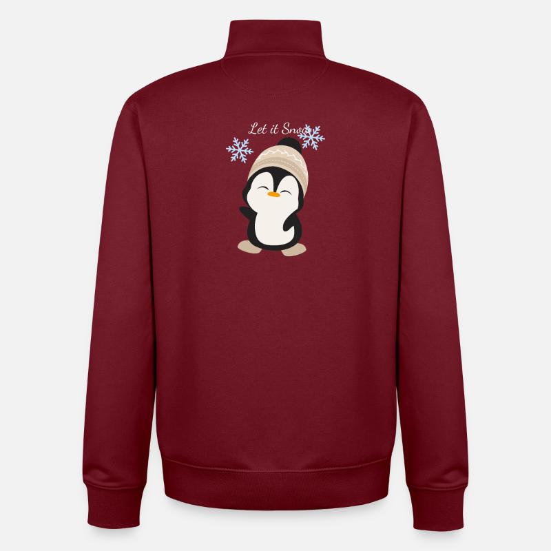 Magie de l’hiver Pengu - Sweat zippé unisexe en coton bio Stanley/Stella - bordeaux