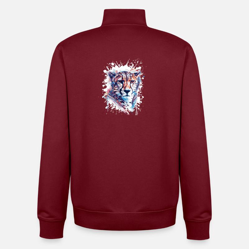 Leopard Splatter Aquarell - Unisex Organic Zip Sweatshirt von Stanley/Stella - Burgunderrot