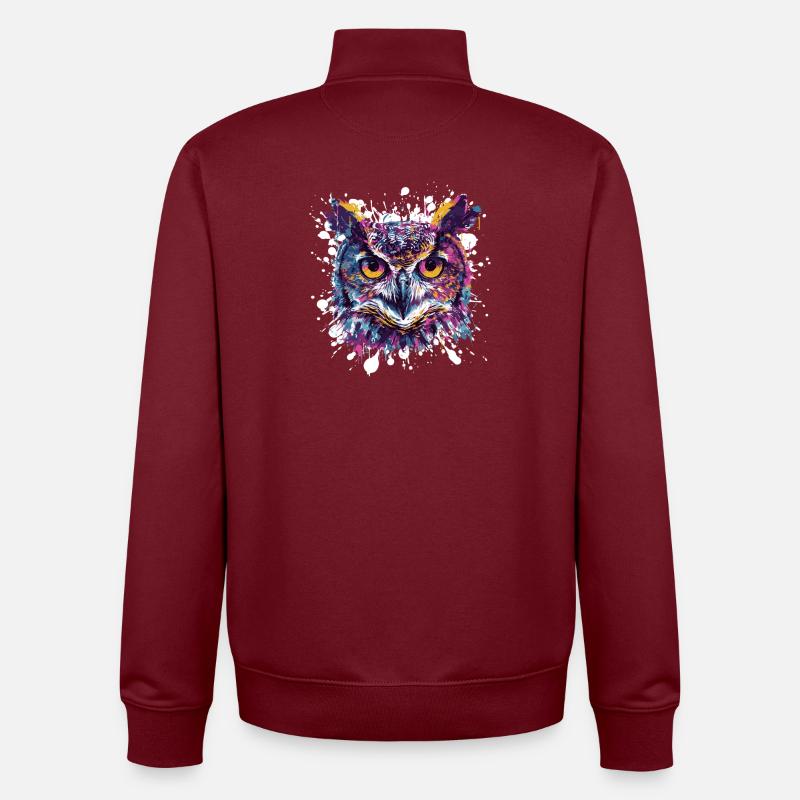 Eulenkopf Splatter - Unisex Organic Zip Sweatshirt von Stanley/Stella - Burgunderrot
