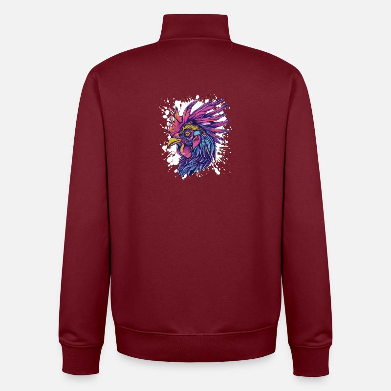 Hahn Splatter Tier - Unisex Organic Zip Sweatshirt von Stanley/Stella - Burgunderrot