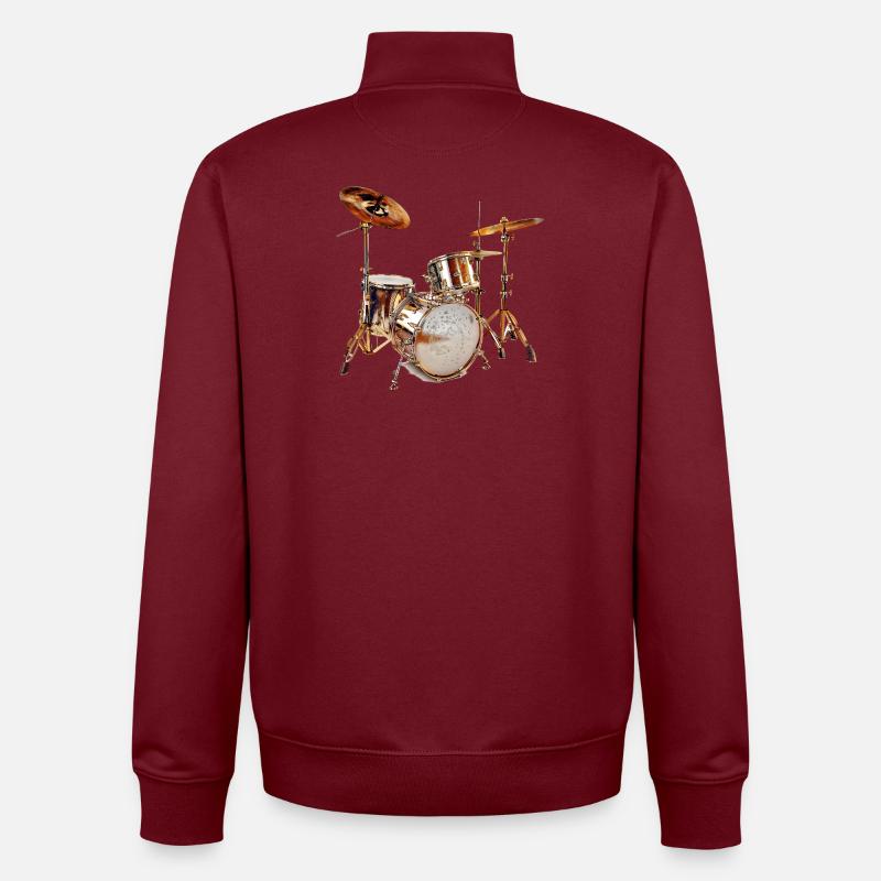 Drumset in the spotlight - Unisex Organic Zip Sweatshirt by Stanley/Stella - burgundy