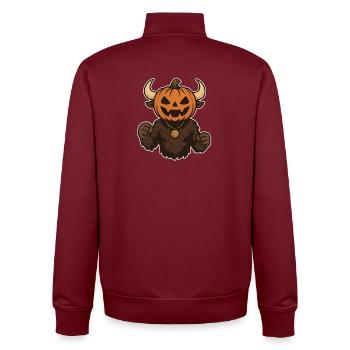 Kürbismonster mit Fell Halloween - Unisex Organic Zip Sweatshirt von Stanley/Stella - Burgunderrot - Hinten - AI Model Male 185 dark (185cm)