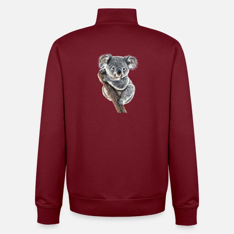 Koala - Unisex Organic Zip Sweatshirt von Stanley/Stella - Burgunderrot