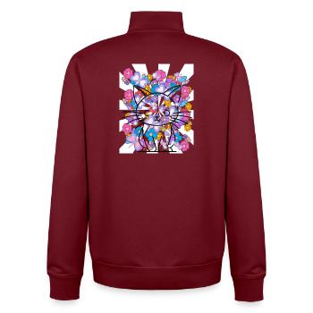 Retro Katze Kinder 60er - Unisex Organic Zip Sweatshirt von Stanley/Stella - Burgunderrot - Hinten - AI Model Male 185 dark (185cm)