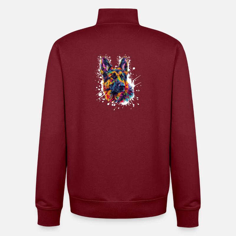 Dog Shepherd Paint Blobs - Unisex Organic Zip Sweatshirt by Stanley/Stella - burgundy