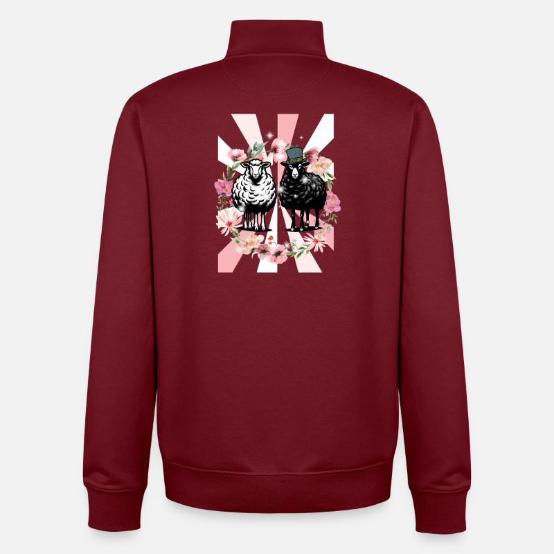 Rétro Printemps Mouton Pâques Enfants - Sweat zippé unisexe en coton bio Stanley/Stella - bordeaux