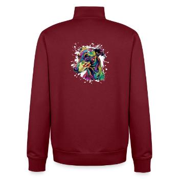 Farbexplosion Hund Portrait - Unisex Organic Zip Sweatshirt von Stanley/Stella - Burgunderrot - Hinten - AI Model Male 185 dark (185cm)