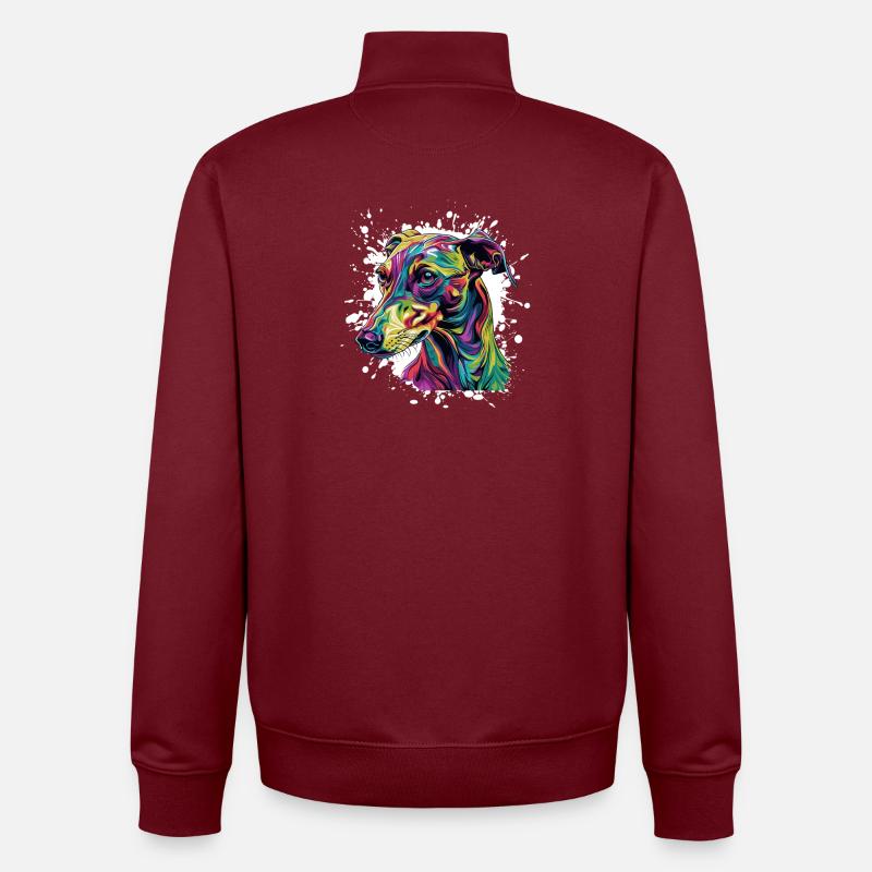 Farbexplosion Hund Portrait - Unisex Organic Zip Sweatshirt von Stanley/Stella - Burgunderrot