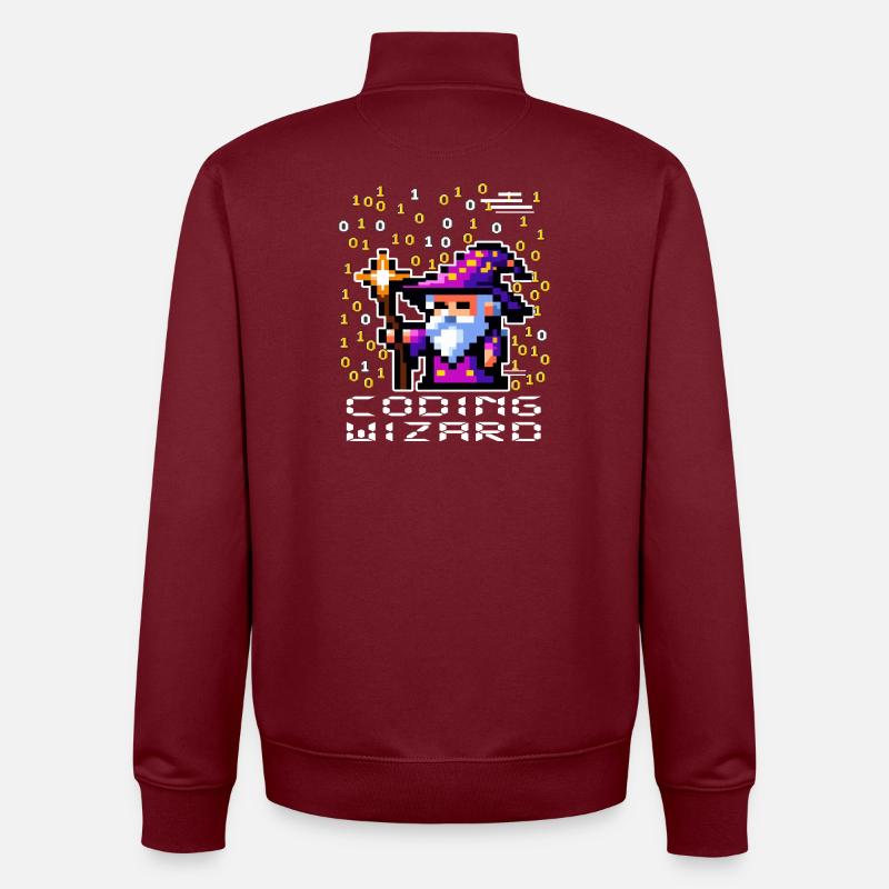 Sorcier Pixel Code - Sweat zippé unisexe en coton bio Stanley/Stella - bordeaux