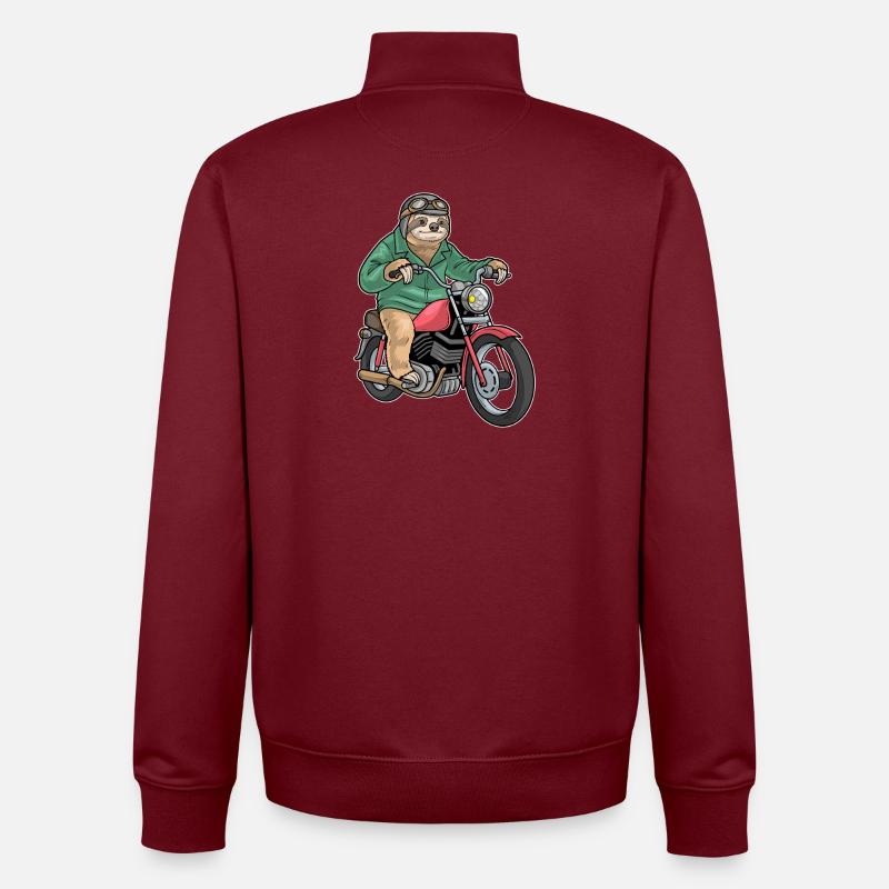 Sloth Motorcycle - Unisex Organic Zip Sweatshirt by Stanley/Stella - burgundy