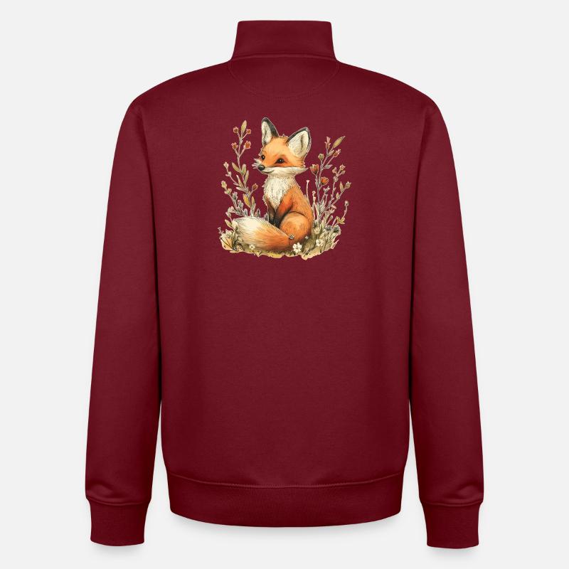 Fuchs mit Blumen - Unisex Organic Zip Sweatshirt von Stanley/Stella - Burgunderrot