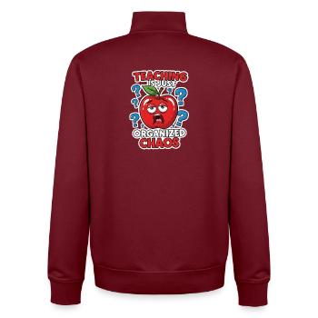 Unterrichtschaos – Lehrer Lehrerin - Unisex Organic Zip Sweatshirt von Stanley/Stella - Burgunderrot - Hinten - AI Model Male 185 dark (185cm)