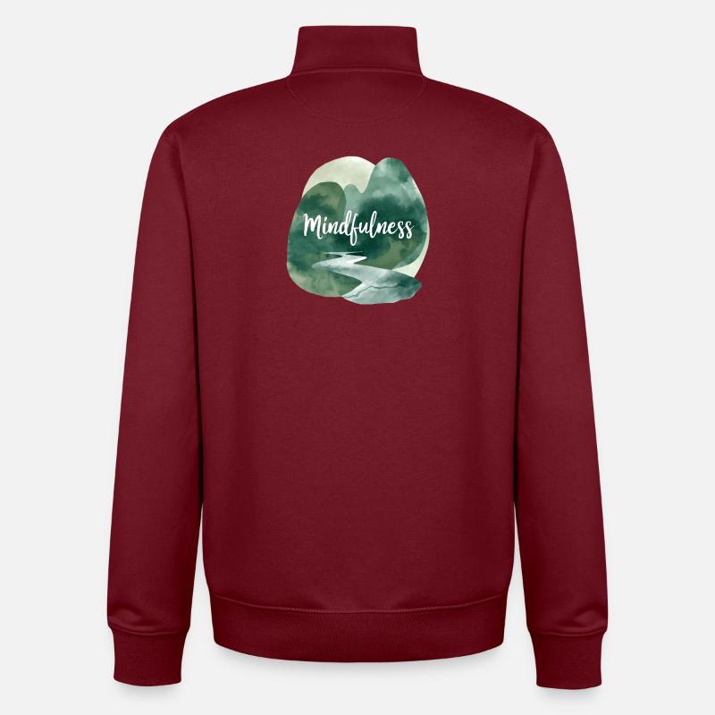 Mindfulness Nature Trail Illustration - Unisex Organic Zip Sweatshirt by Stanley/Stella - burgundy