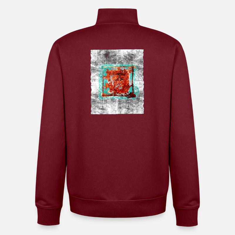 Carré de rouille sur texture grise - Sweat zippé unisexe en coton bio Stanley/Stella - bordeaux