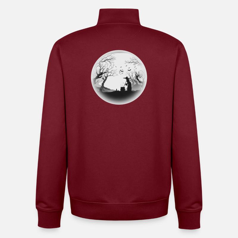 Haunted Forest Cauldron Silhouette - Unisex Organic Zip Sweatshirt by Stanley/Stella - burgundy