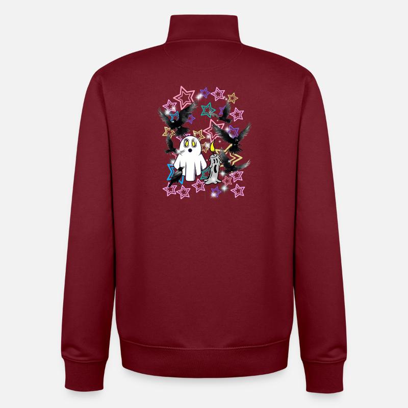 Kids Retro Halloween Ghost Ghost - Unisex Organic Zip Sweatshirt by Stanley/Stella - burgundy